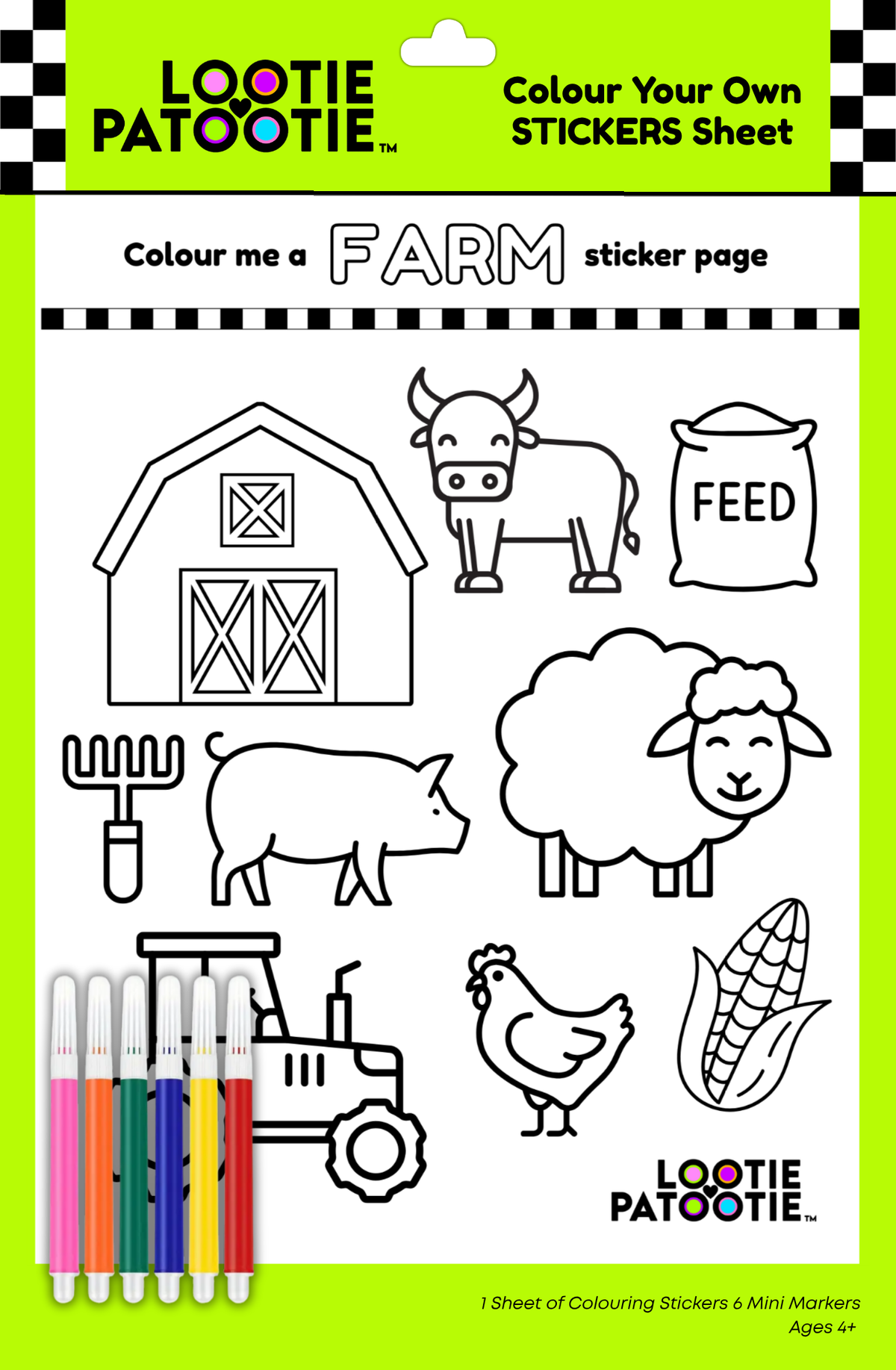 Autocollants de la ferme à colorier