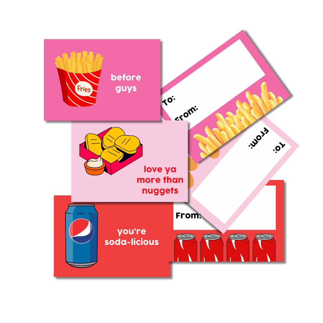 Packs de cartes de Saint-Valentin fast-food