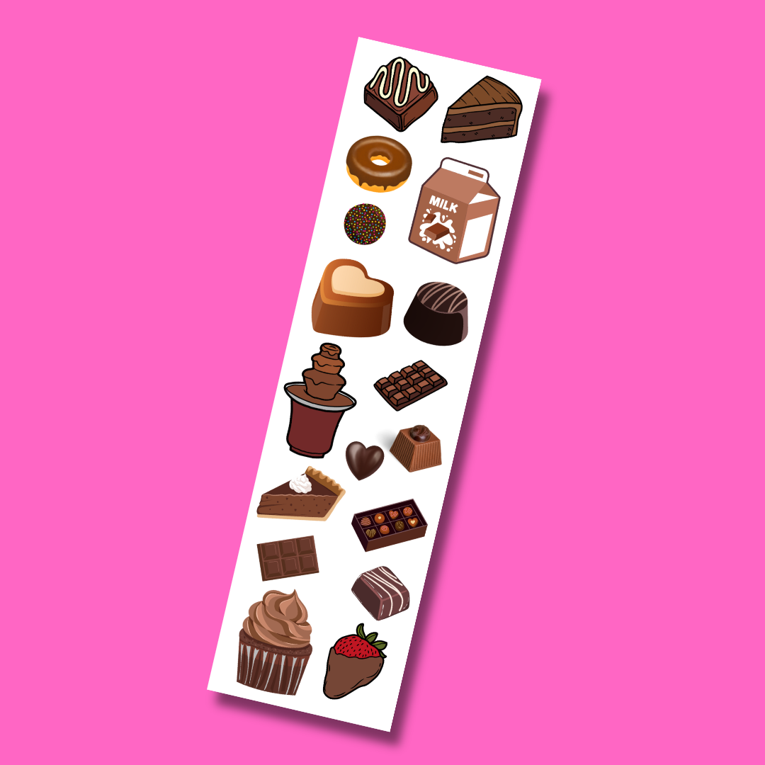 Bande d'autocollants pour les amoureux du chocolat