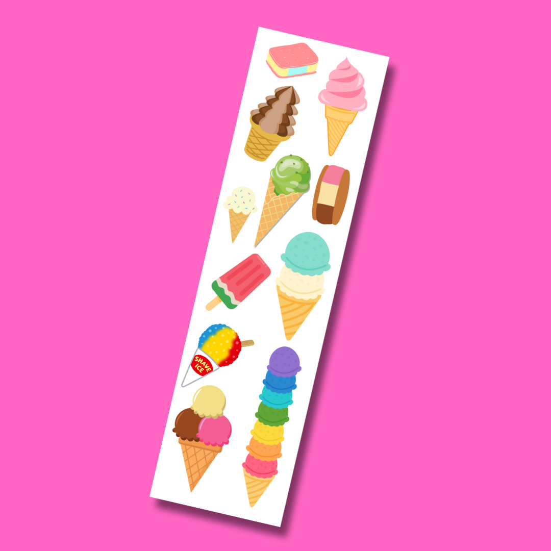 Bande de stickers friandises glacées