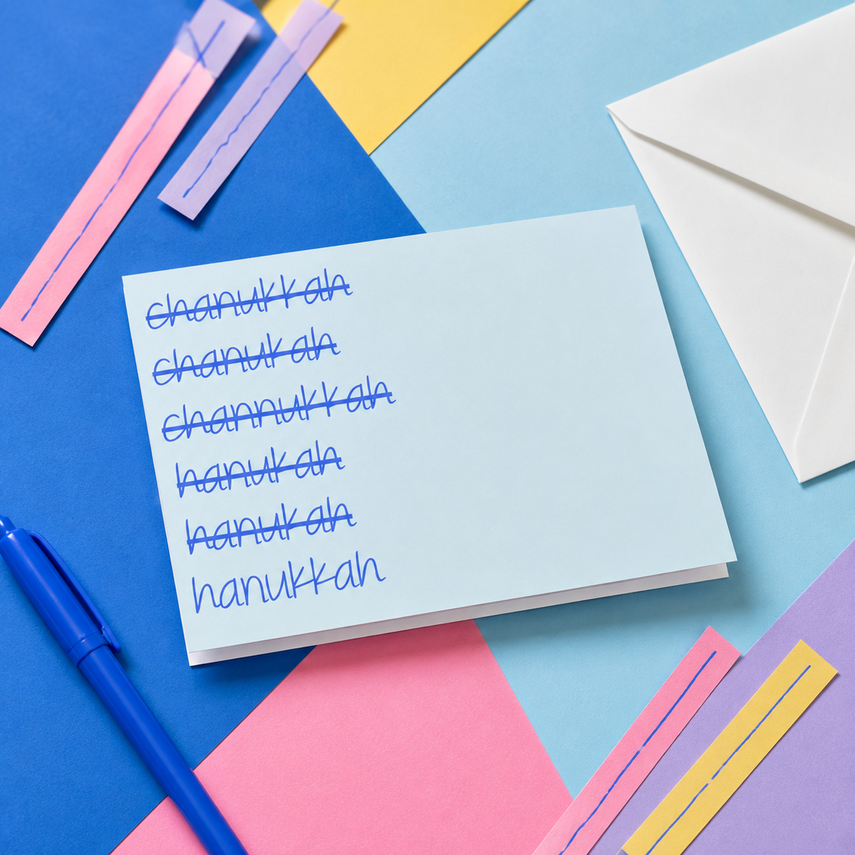 Multi Spelling Hanukkah Note Card
