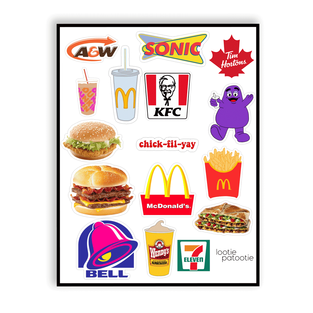 Planche d'autocollants Fast Food