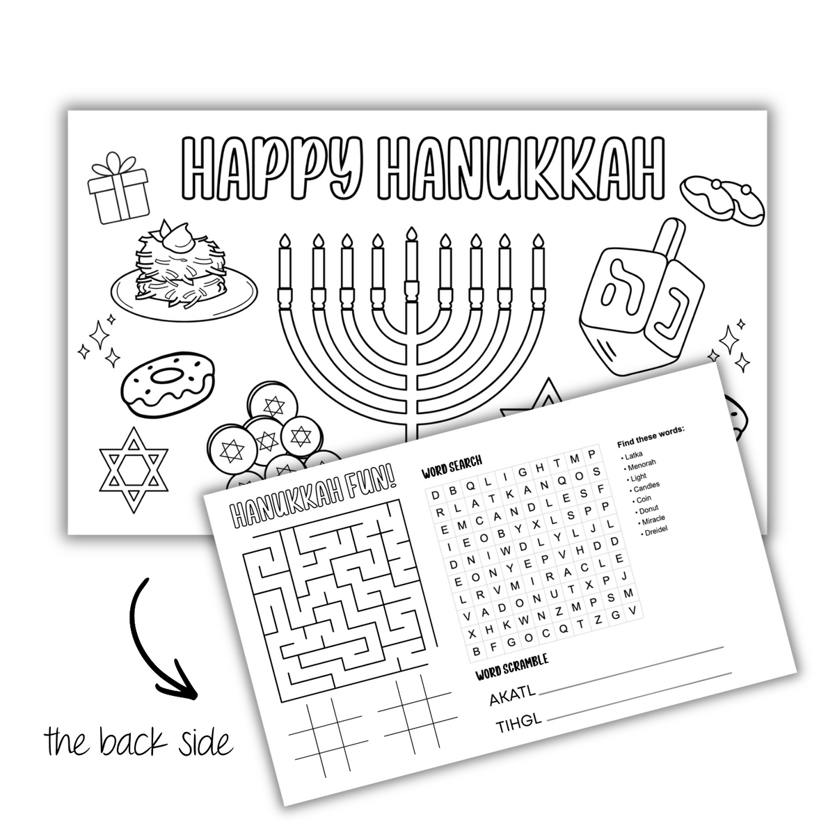 Happy Hanukkah Menorah Wipeable Placemat