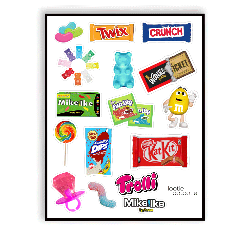 Planche d'autocollants "I Want Candy"