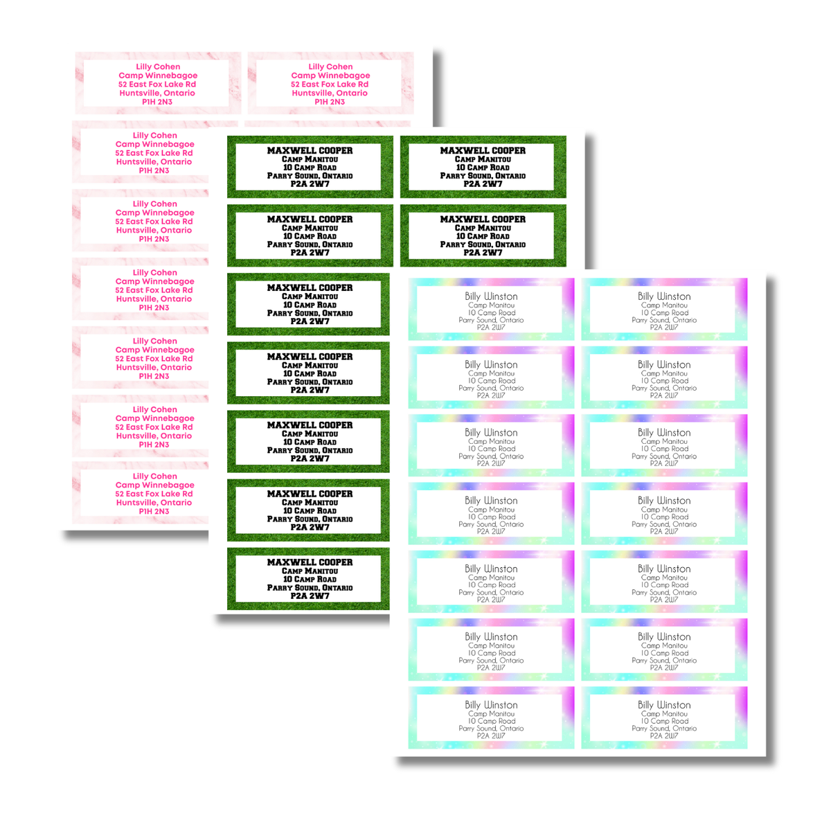 Étiquettes d'adresse de retour à motifs