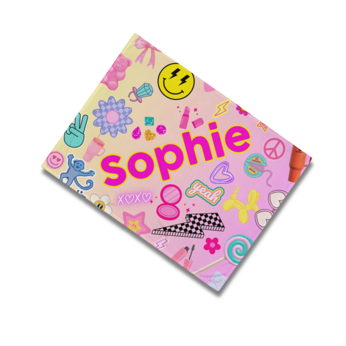 SP x LP Preppy in Pink Fleece Name Blanket