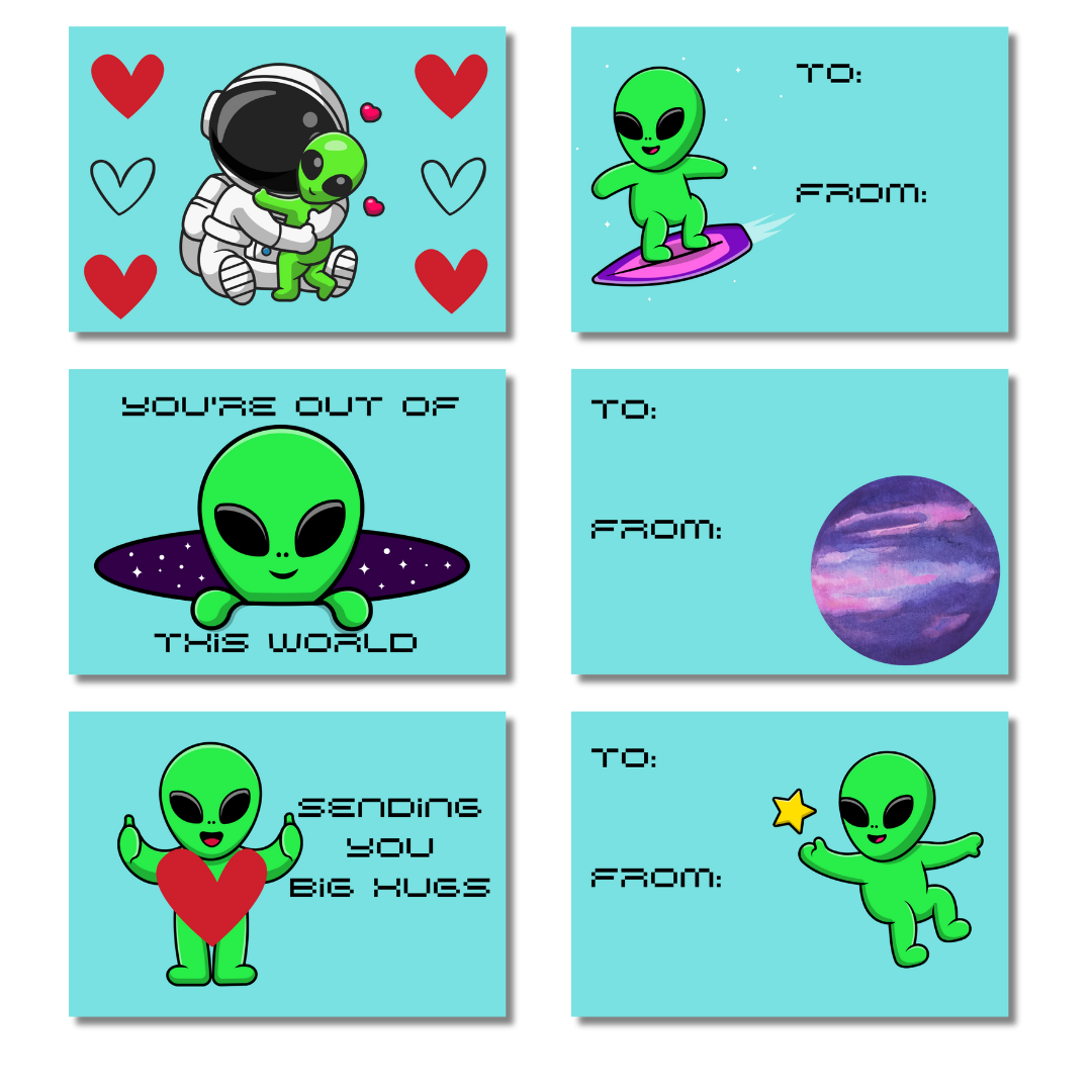 Space Age Valentine's Day Card Packs