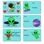 Space Age Valentine's Day Card Packs