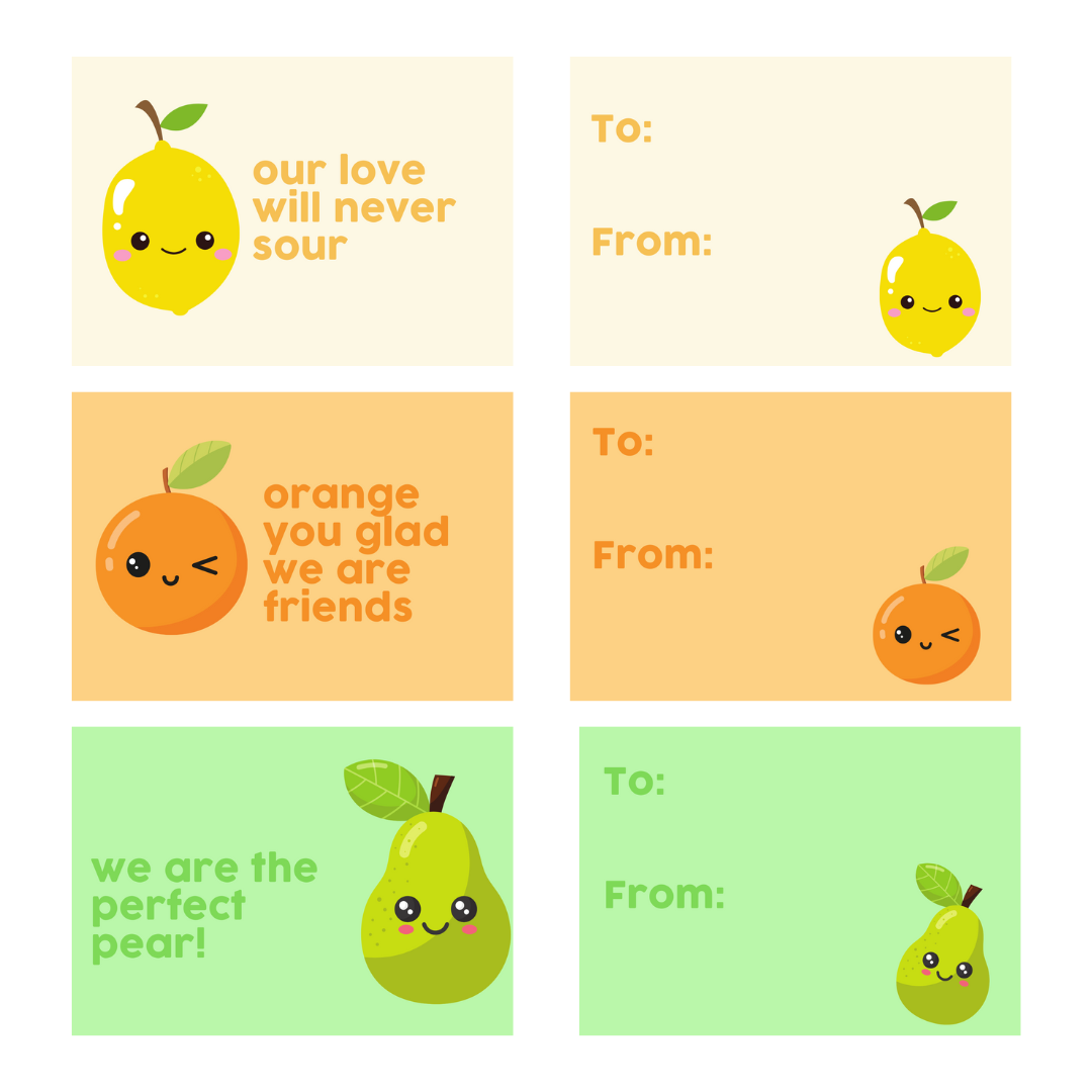 Fruity Valentine's Day Card Packs
