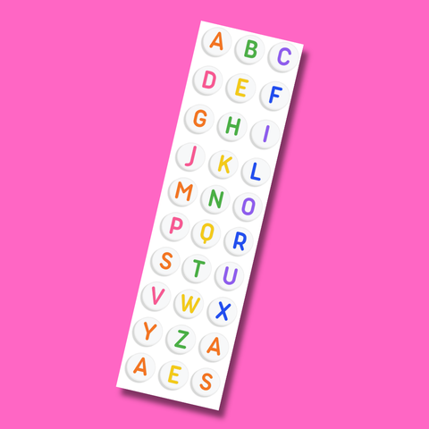 Coloured Letter Beads Sticker Strip