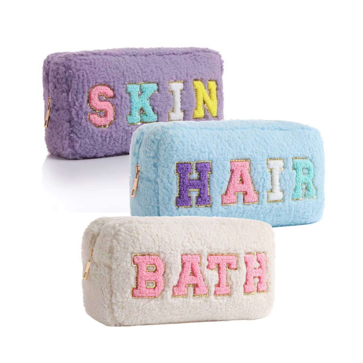 Fuzzy Patched Toiletry Bag