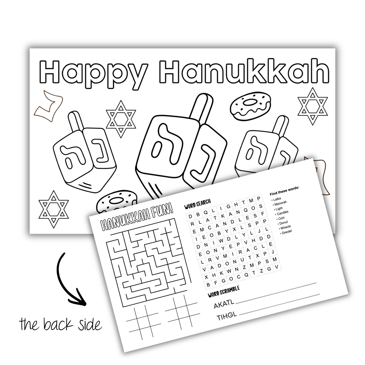 Happy Hanukkah Dreidel Wipeable Placemat