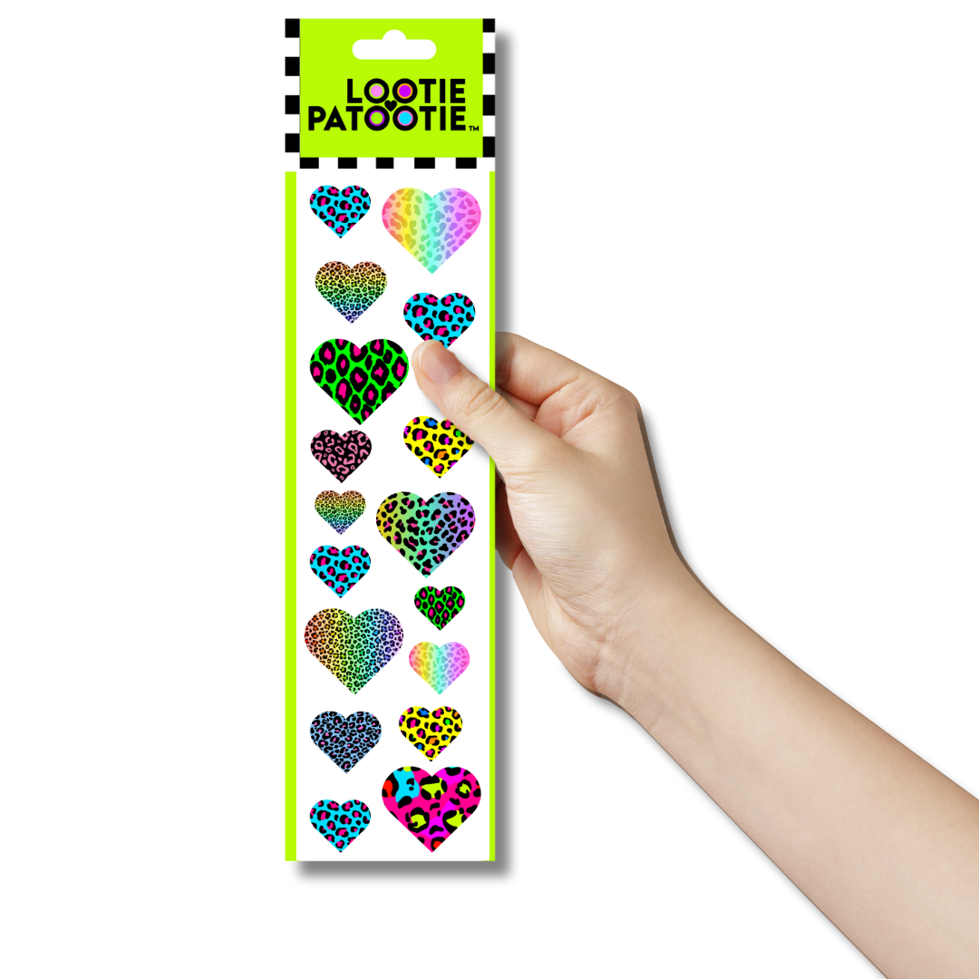 Leopard Hearts Sticker Strip