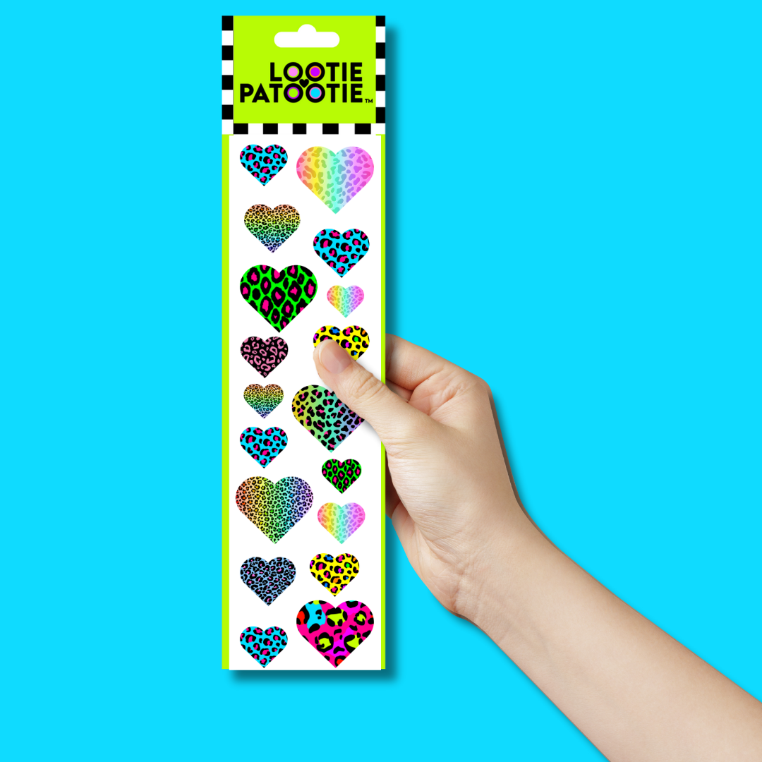 Leopard Hearts Sticker Strip