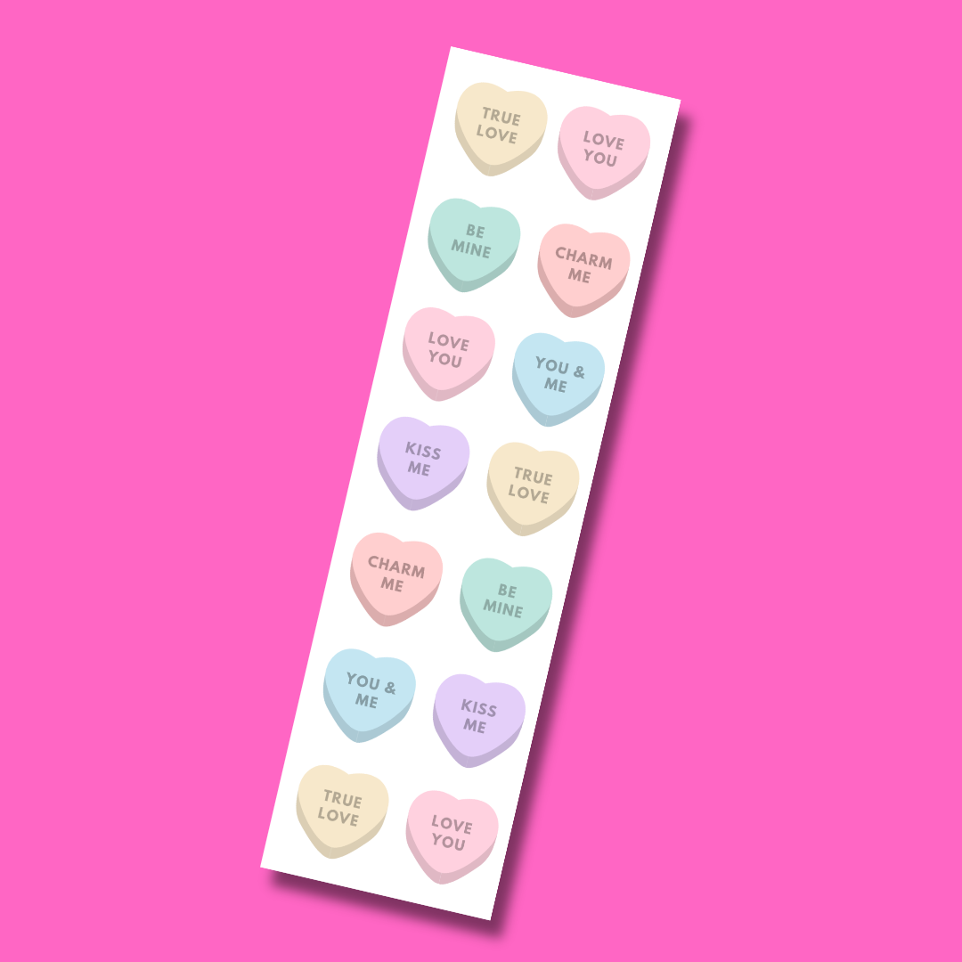 Love Hearts Sticker Strip