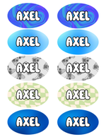 Oval Blue Name Stickers