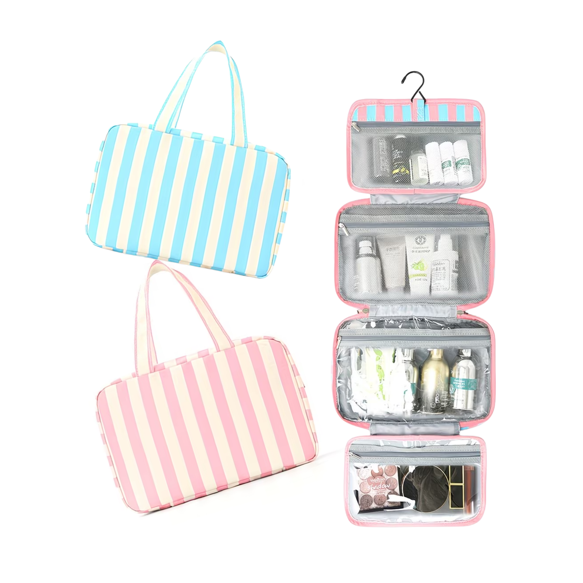Stripe Hang Around Cosmetic Bags