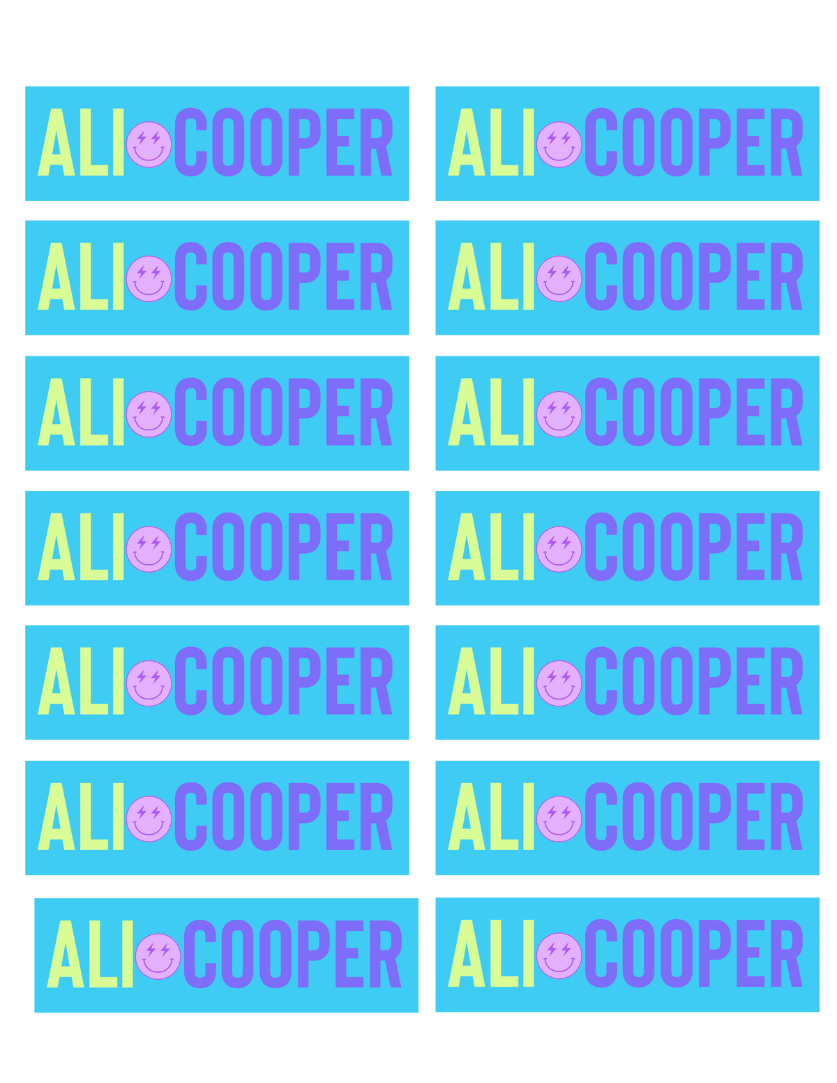 Colour Block Name Tag Stickers