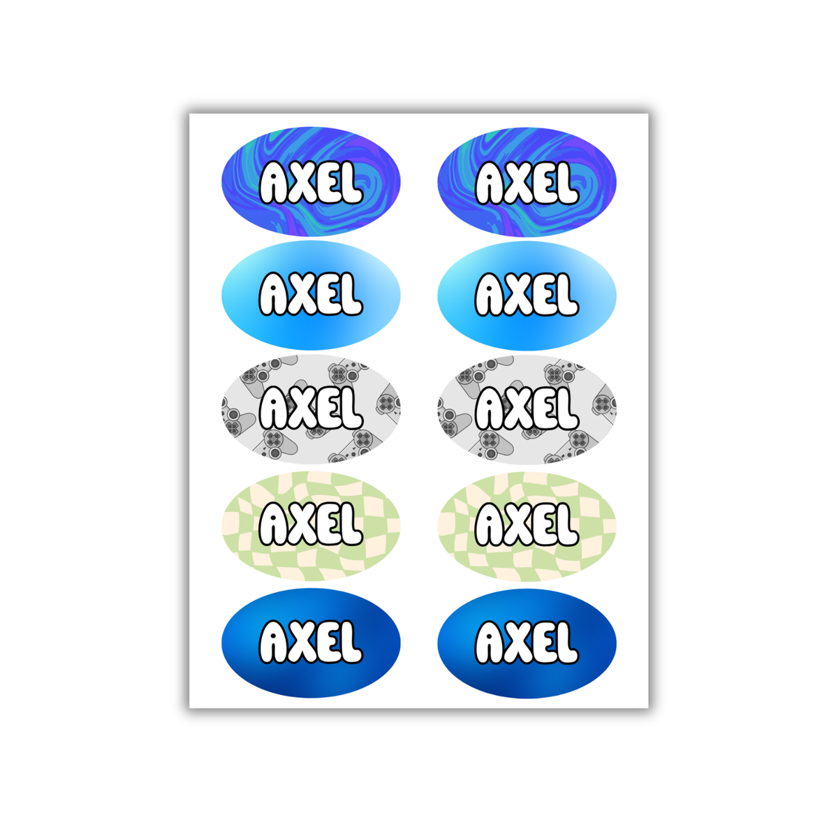 Oval Blue Name Stickers
