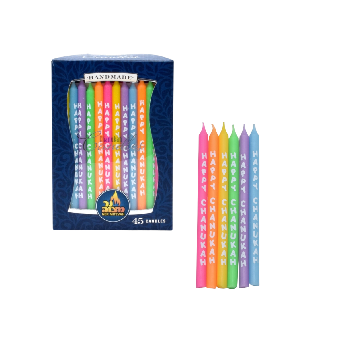 Colourful Happy Chanukah Candles
