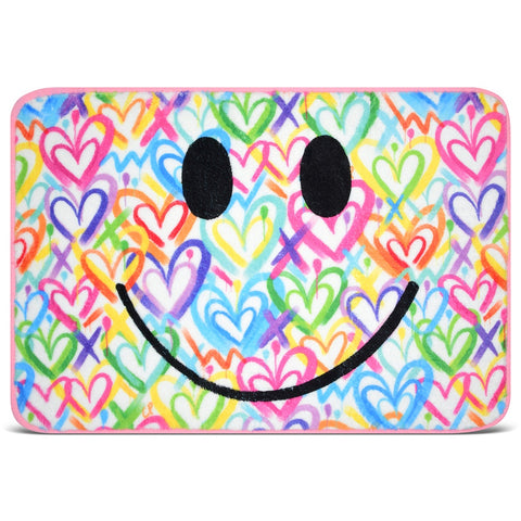 Corey Paige Hearts Happy Face Floor Mat