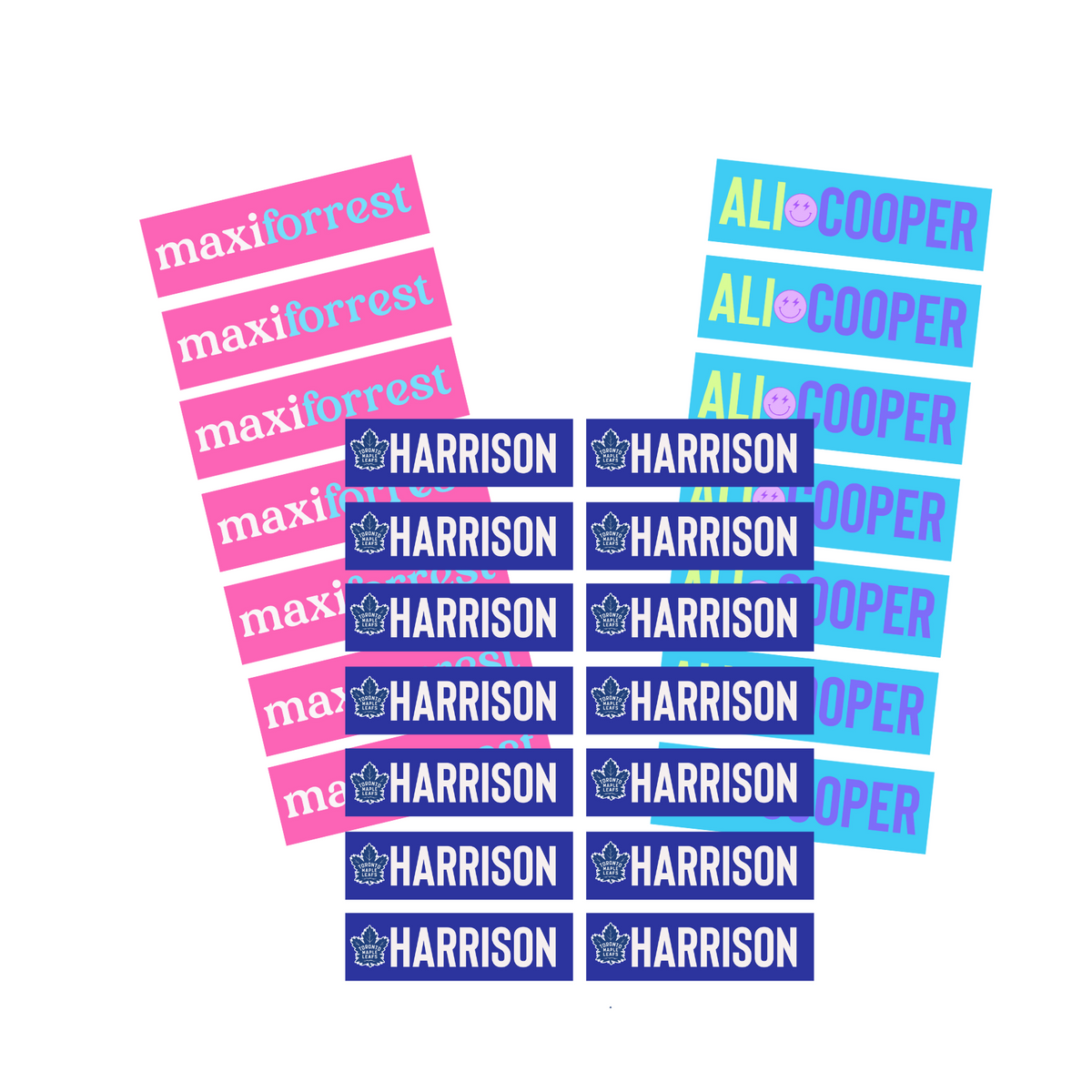 Colour Block Name Tag Stickers