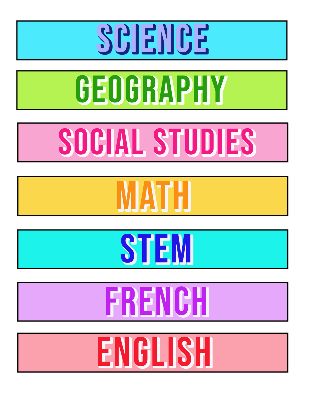 Preppy Binder Spine Labels