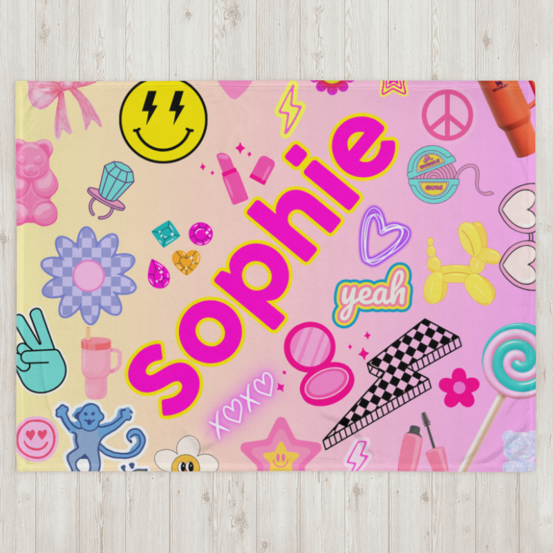 SP x LP Preppy in Pink Fleece Name Blanket