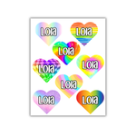 Rainbow Heart Name Stickers