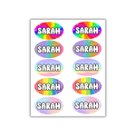 Rainbow Oval Name Stickers