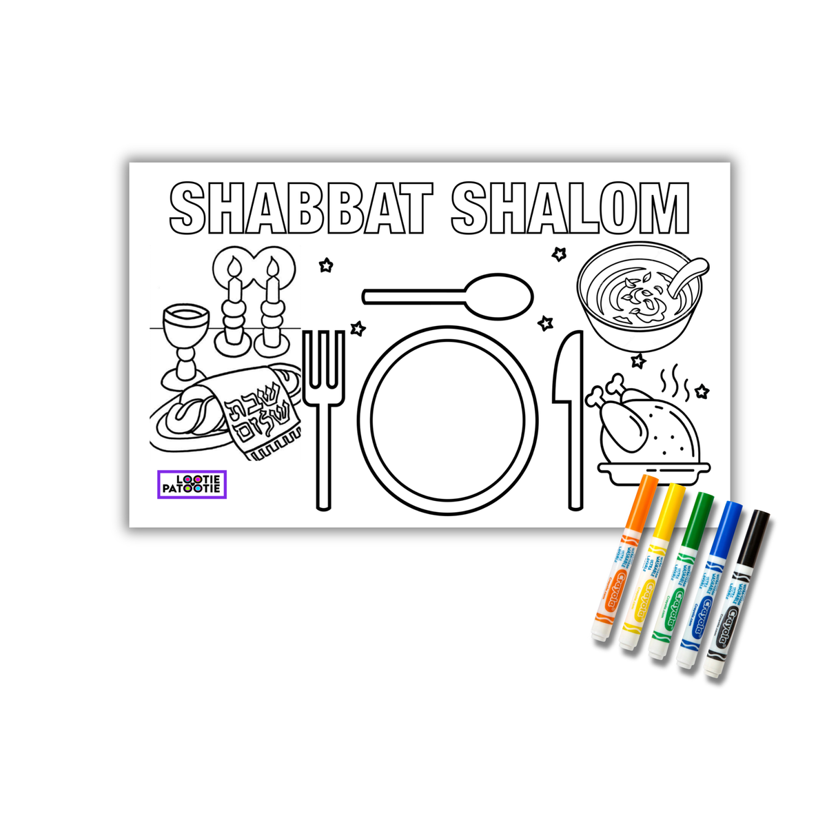 Shabbat Shalom Colouring Placemat