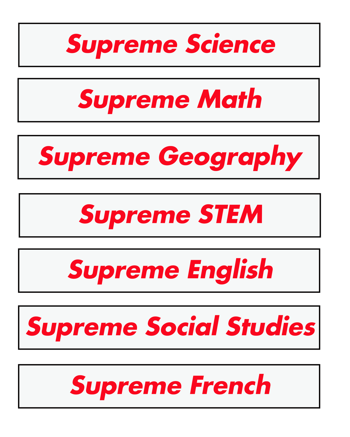 Supreme Binder Spine Labels